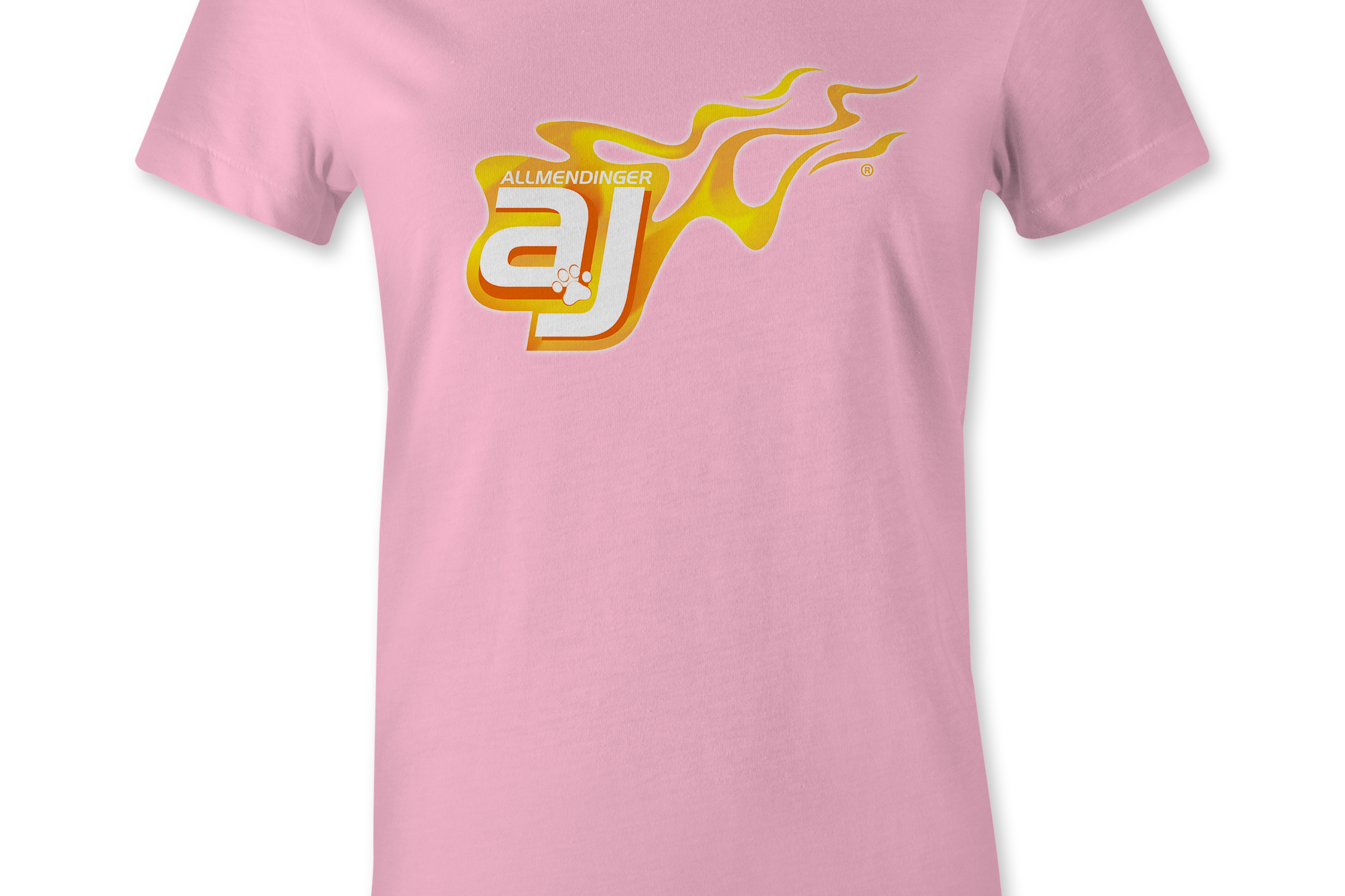 AJ Allmendinger - Women's Basic Tee Orange Flame Logo Black Acid Apparel