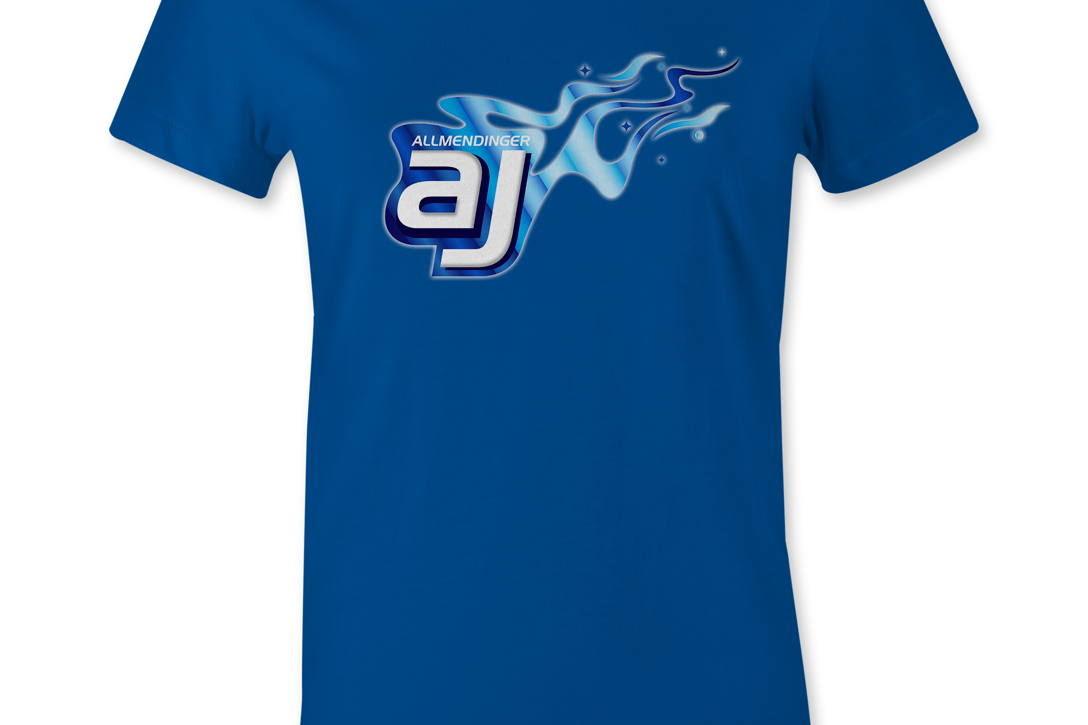 AJ Allmendinger - Women's Basic Tee Blue Flame Logo Black Acid Apparel
