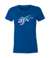 AJ Allmendinger - Women's Basic Tee Blue Flame Logo Black Acid Apparel