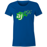 AJ Allmendinger - Women's Basic Tee Green Flame Logo Black Acid Apparel