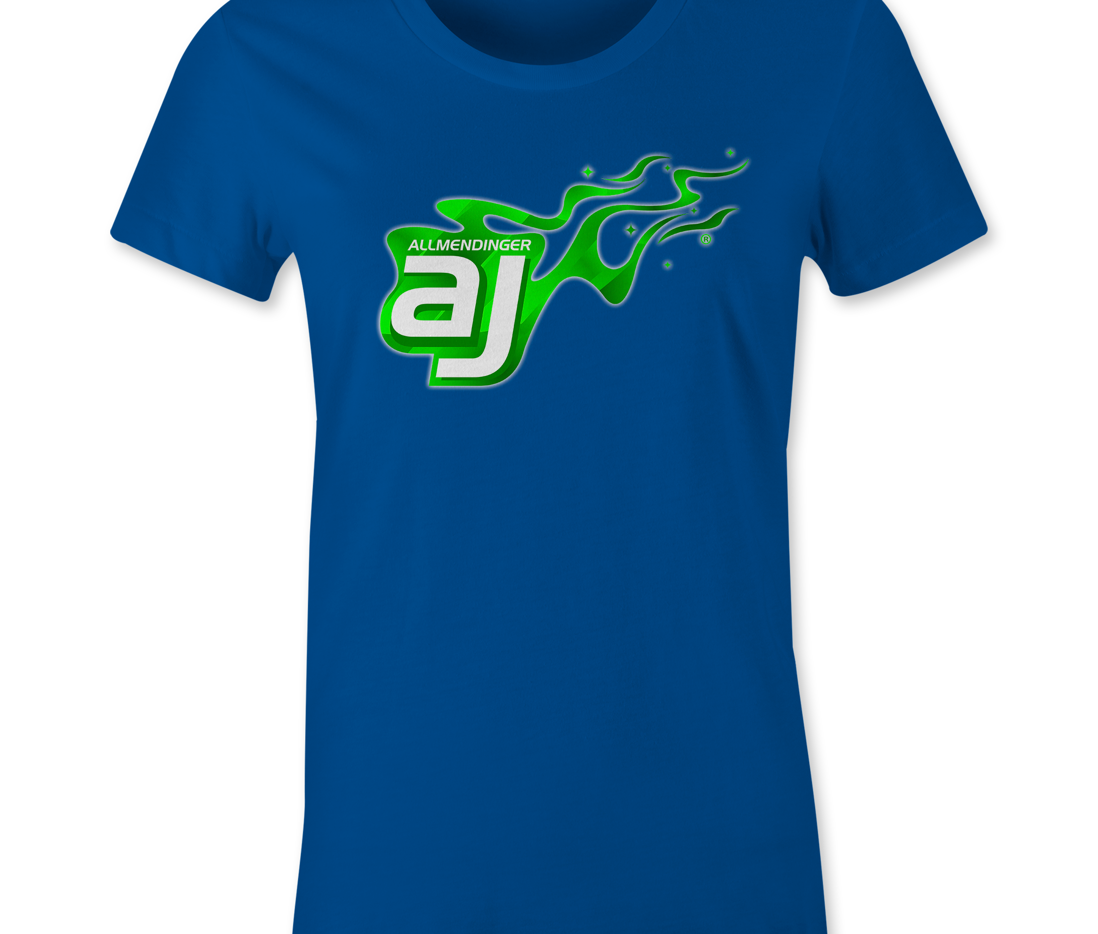 AJ Allmendinger - Women's Basic Tee Green Flame Logo Black Acid Apparel