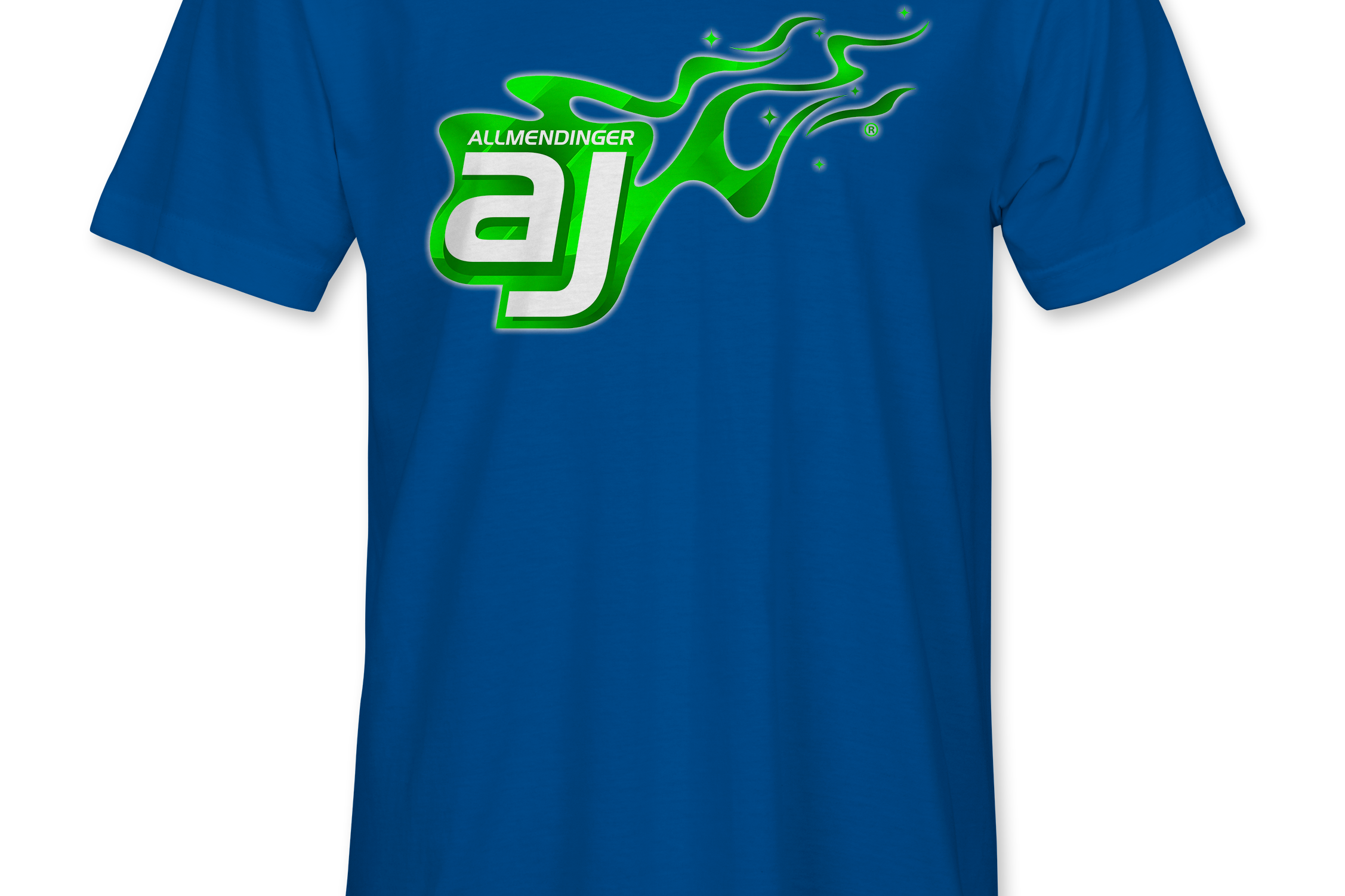 AJ Allmendinger - Basic Tee Green Flame Logo Black Acid Apparel