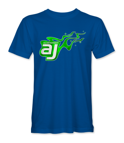 AJ Allmendinger - Basic Tee Green Flame Logo Black Acid Apparel