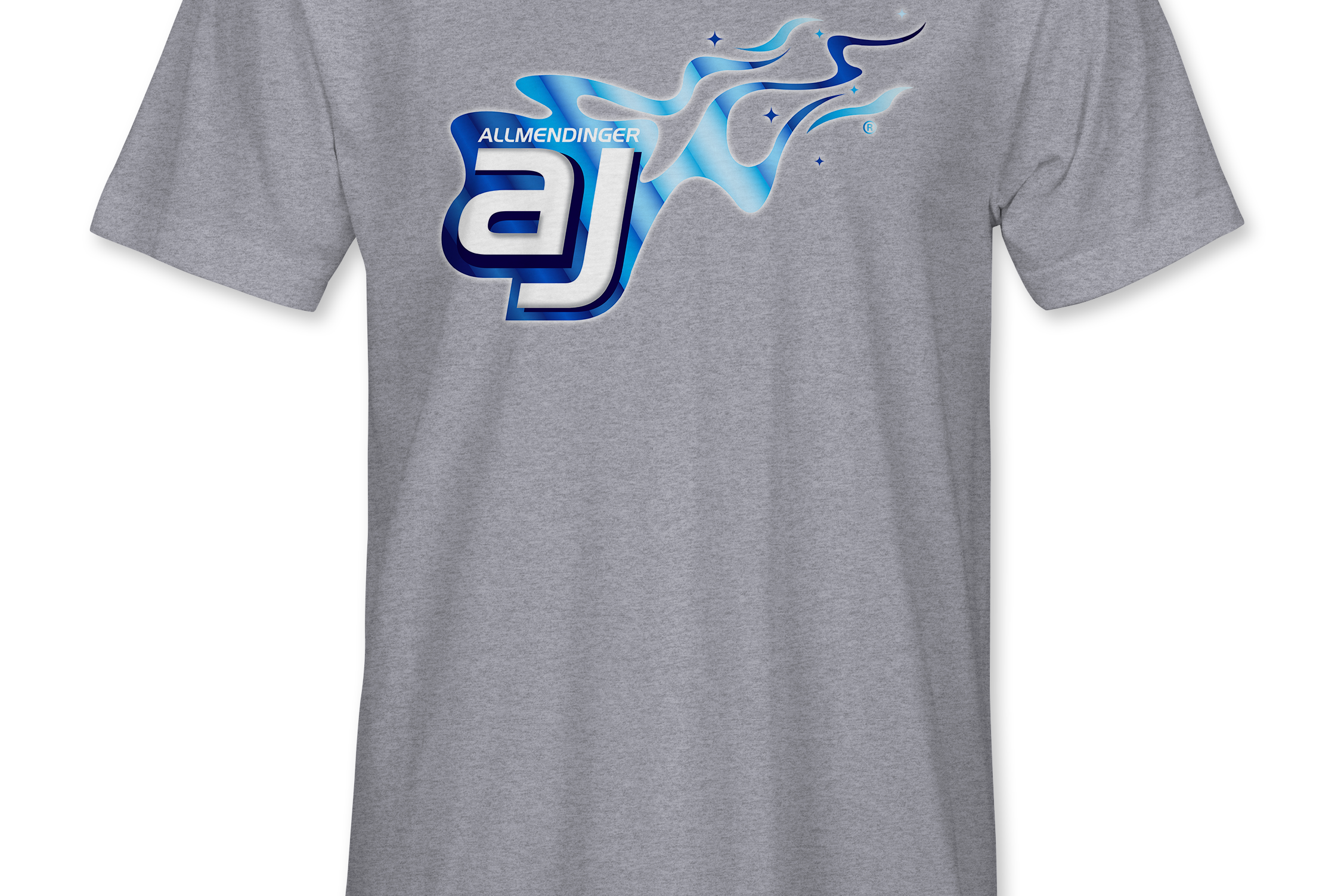 AJ Allmendinger - Basic Tee Blue Flame Logo Black Acid Apparel