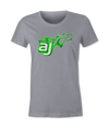 AJ Allmendinger - Women's Basic Tee Green Flame Logo Black Acid Apparel
