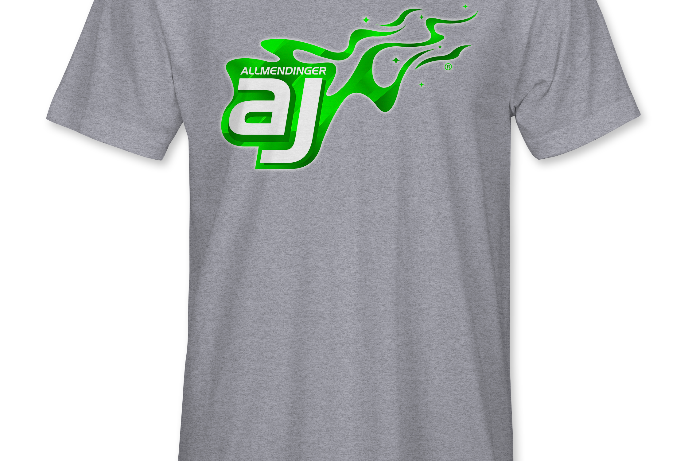 AJ Allmendinger - Basic Tee Green Flame Logo Black Acid Apparel