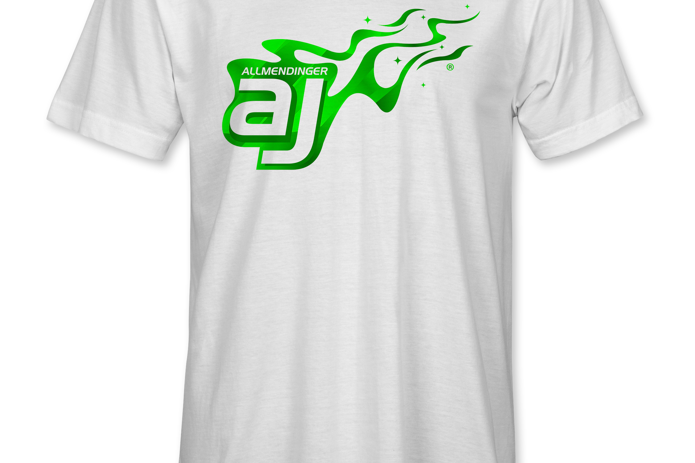 AJ Allmendinger - Basic Tee Green Flame Logo Black Acid Apparel