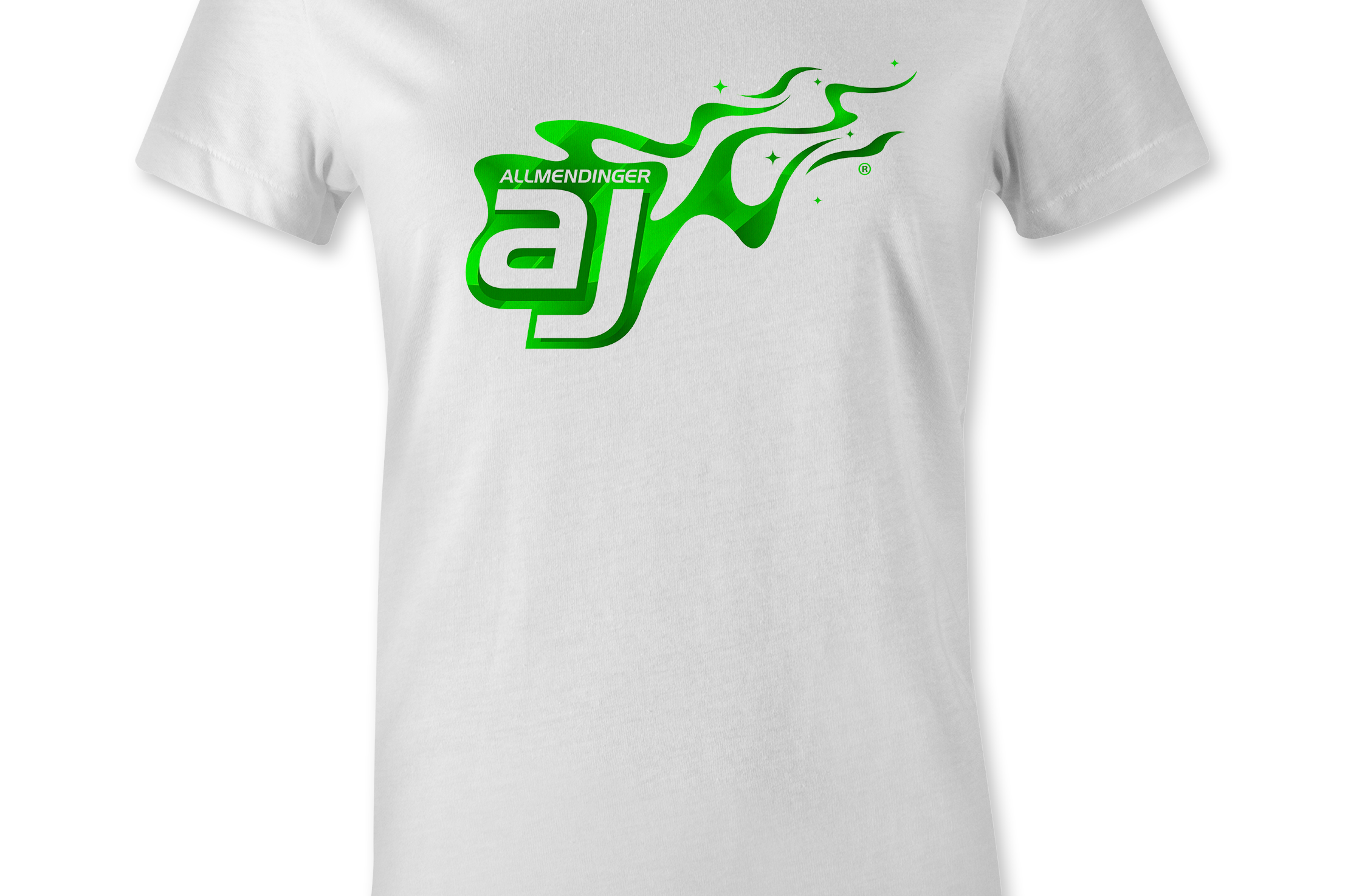AJ Allmendinger - Women's Basic Tee Green Flame Logo Black Acid Apparel