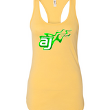 AJ Allmendinger - Women's Tank Green Flame Logo Black Acid Apparel