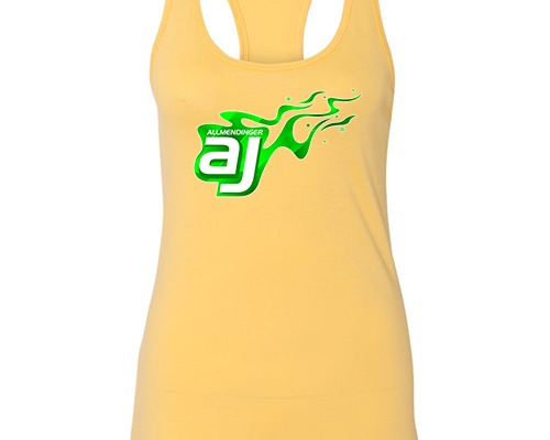 AJ Allmendinger - Women's Tank Green Flame Logo Black Acid Apparel