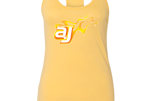 AJ Allmendinger - Women's Tank Orange Flame Logo Black Acid Apparel