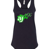 AJ Allmendinger - Women's Tank Green Flame Logo Black Acid Apparel