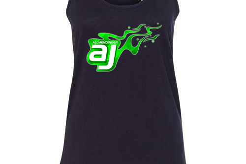 AJ Allmendinger - Women's Tank Green Flame Logo Black Acid Apparel