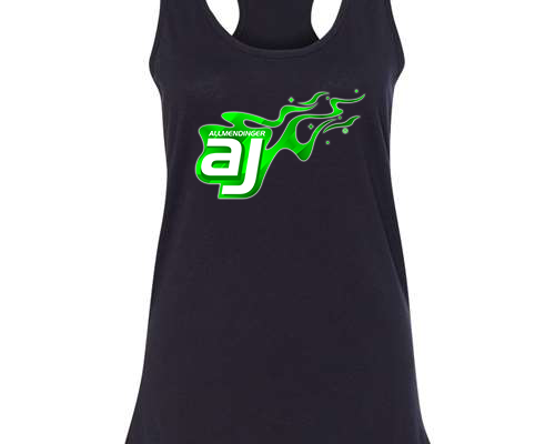 AJ Allmendinger - Women's Tank Green Flame Logo Black Acid Apparel