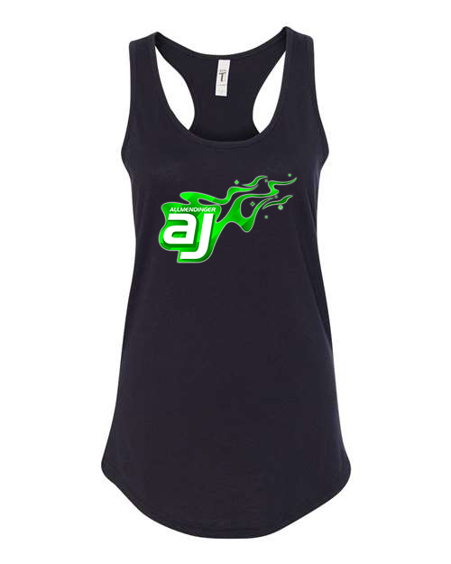 AJ Allmendinger - Women's Tank Green Flame Logo Black Acid Apparel