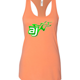 AJ Allmendinger - Women's Tank Green Flame Logo Black Acid Apparel