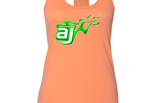 AJ Allmendinger - Women's Tank Green Flame Logo Black Acid Apparel