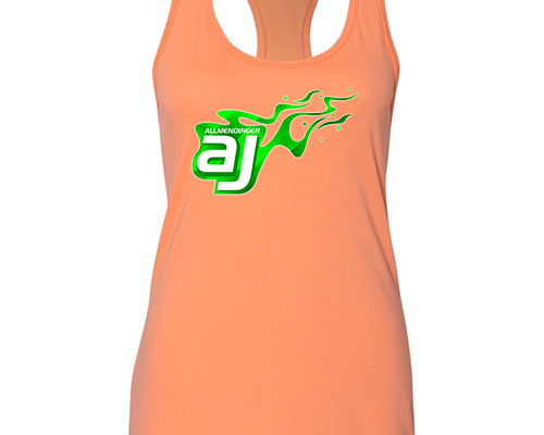 AJ Allmendinger - Women's Tank Green Flame Logo Black Acid Apparel