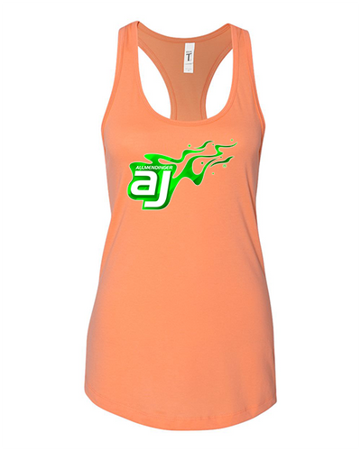 AJ Allmendinger - Women's Tank Green Flame Logo Black Acid Apparel