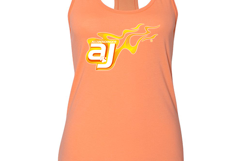 AJ Allmendinger - Women's Tank Orange Flame Logo Black Acid Apparel