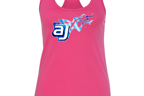 AJ Allmendinger - Women's Tank Blue Flame Logo Black Acid Apparel