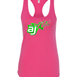 AJ Allmendinger - Women's Tank Green Flame Logo Black Acid Apparel
