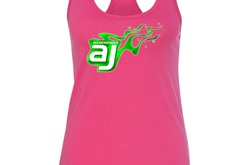 AJ Allmendinger - Women's Tank Green Flame Logo Black Acid Apparel