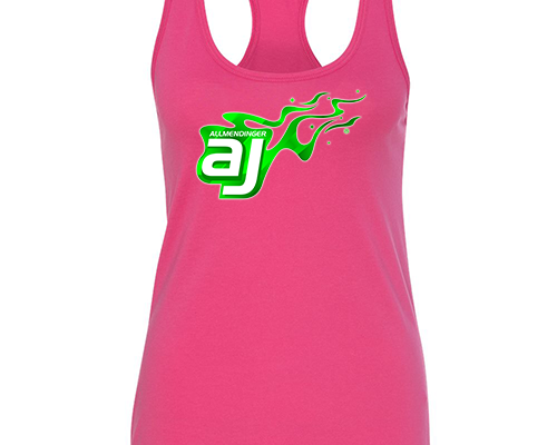 AJ Allmendinger - Women's Tank Green Flame Logo Black Acid Apparel