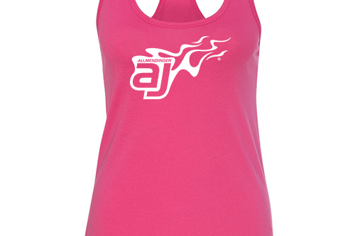 AJ Allmendinger - Women's Tank White Flame Logo Black Acid Apparel