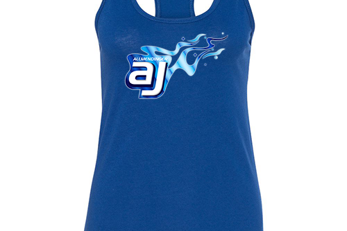 AJ Allmendinger - Women's Tank Blue Flame Logo Black Acid Apparel