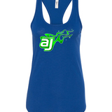 AJ Allmendinger - Women's Tank Green Flame Logo Black Acid Apparel