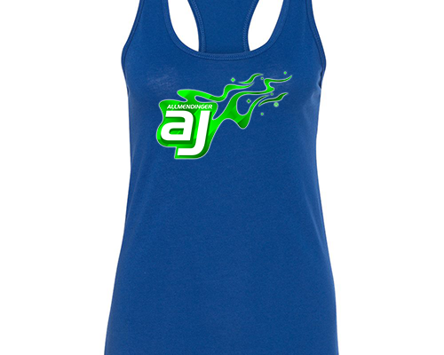 AJ Allmendinger - Women's Tank Green Flame Logo Black Acid Apparel