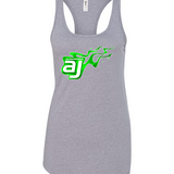 AJ Allmendinger - Women's Tank Green Flame Logo Black Acid Apparel