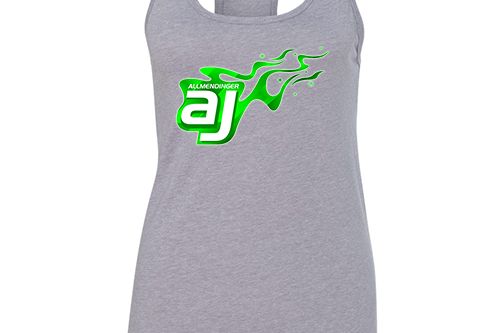 AJ Allmendinger - Women's Tank Green Flame Logo Black Acid Apparel