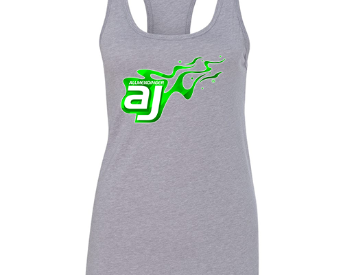 AJ Allmendinger - Women's Tank Green Flame Logo Black Acid Apparel