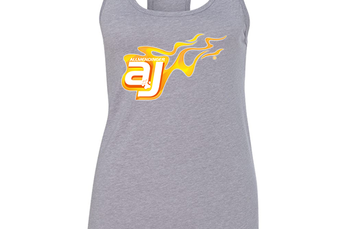 AJ Allmendinger - Women's Tank Orange Flame Logo Black Acid Apparel