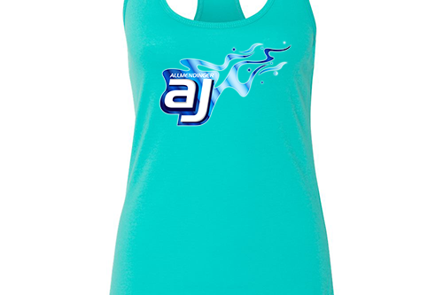 AJ Allmendinger - Women's Tank Blue Flame Logo Black Acid Apparel