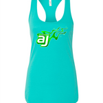 AJ Allmendinger - Women's Tank Green Flame Logo Black Acid Apparel
