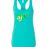 AJ Allmendinger - Women's Tank Green Flame Logo Black Acid Apparel
