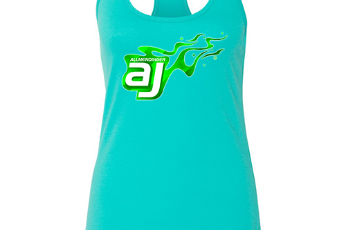 AJ Allmendinger - Women's Tank Green Flame Logo Black Acid Apparel