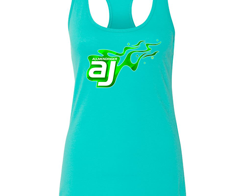AJ Allmendinger - Women's Tank Green Flame Logo Black Acid Apparel