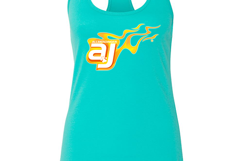 AJ Allmendinger - Women's Tank Orange Flame Logo Black Acid Apparel