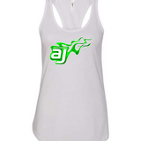 AJ Allmendinger - Women's Tank Green Flame Logo Black Acid Apparel