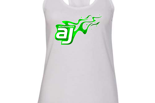 AJ Allmendinger - Women's Tank Green Flame Logo Black Acid Apparel