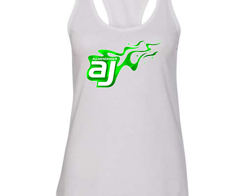 AJ Allmendinger - Women's Tank Green Flame Logo Black Acid Apparel